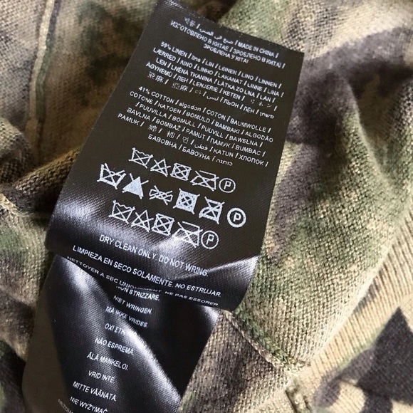 GUESS Linen Blend Green Camouflage Print Sweater Men's Pullover Size M - Picture 12 of 14